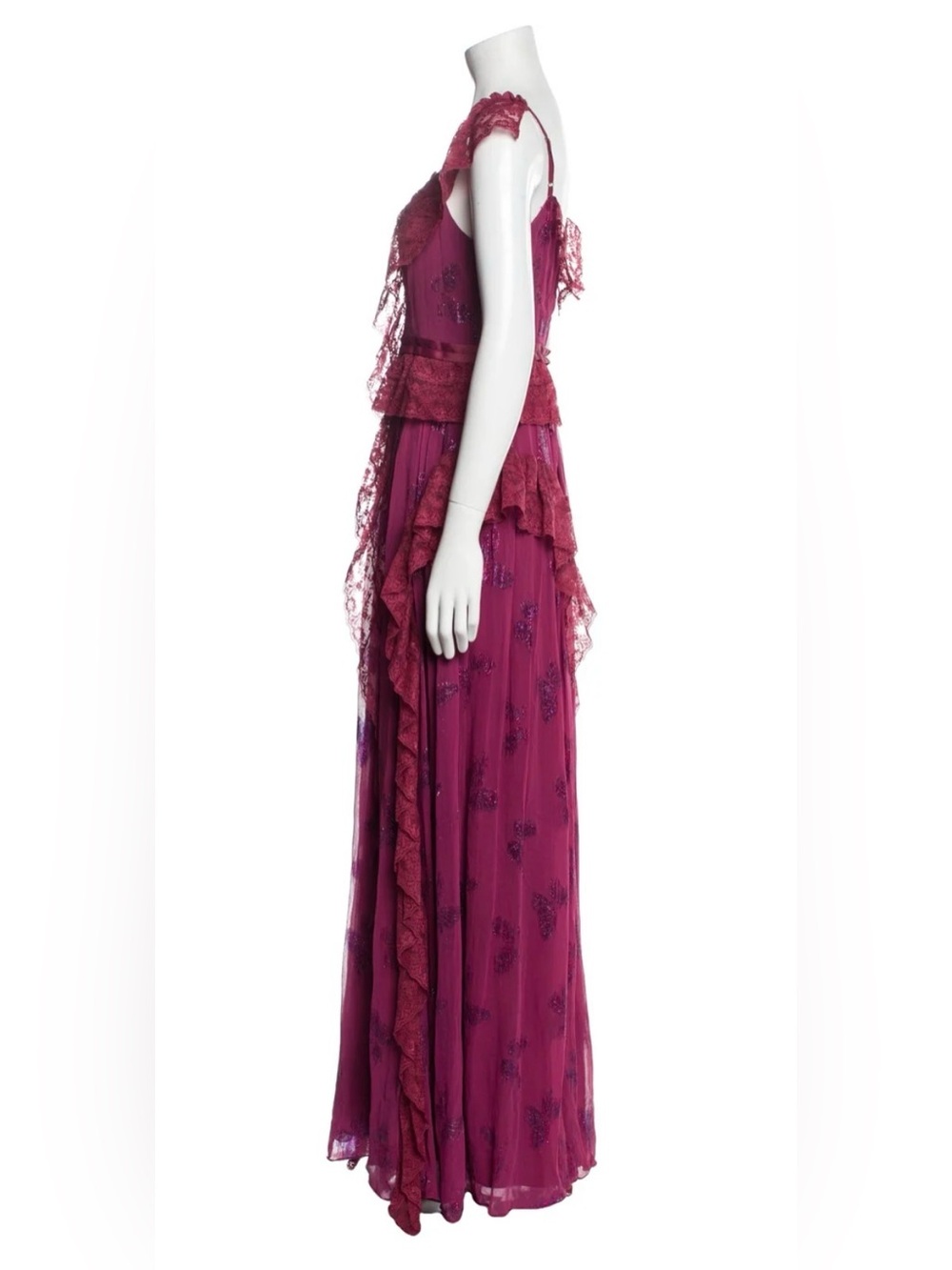 Needle & Thread Magenta Lace Ruffle Maxi Dress - Picture 2 of 4